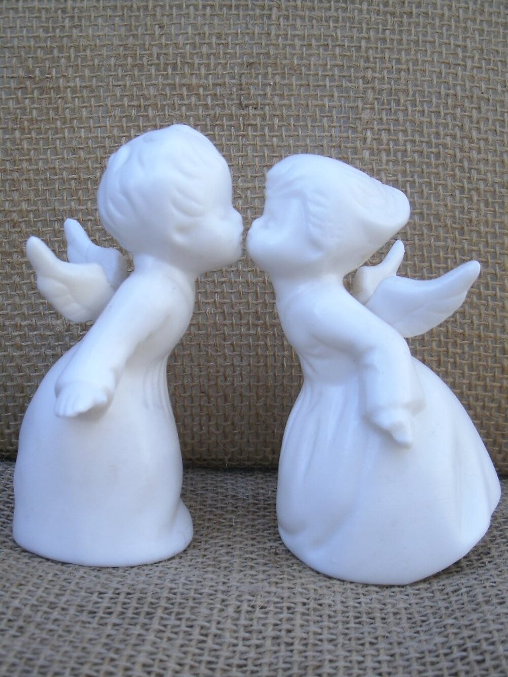 Vintage Schmid Porcelain Kissing Angels Figurines
